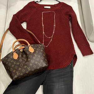 Pink Rose Women's Dark Red (Rust) Waffle knit Sweater